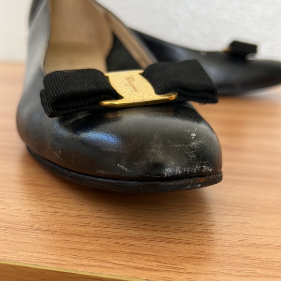 Salvatore Ferragamo Vara Pump Black Leather Made In Italy Vintage Brand New Sole - Picture 5 of 12